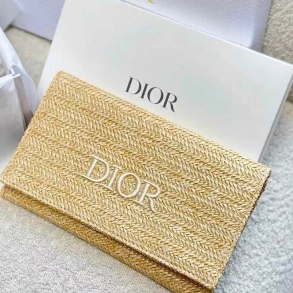 Dior Beige Woven Clutch